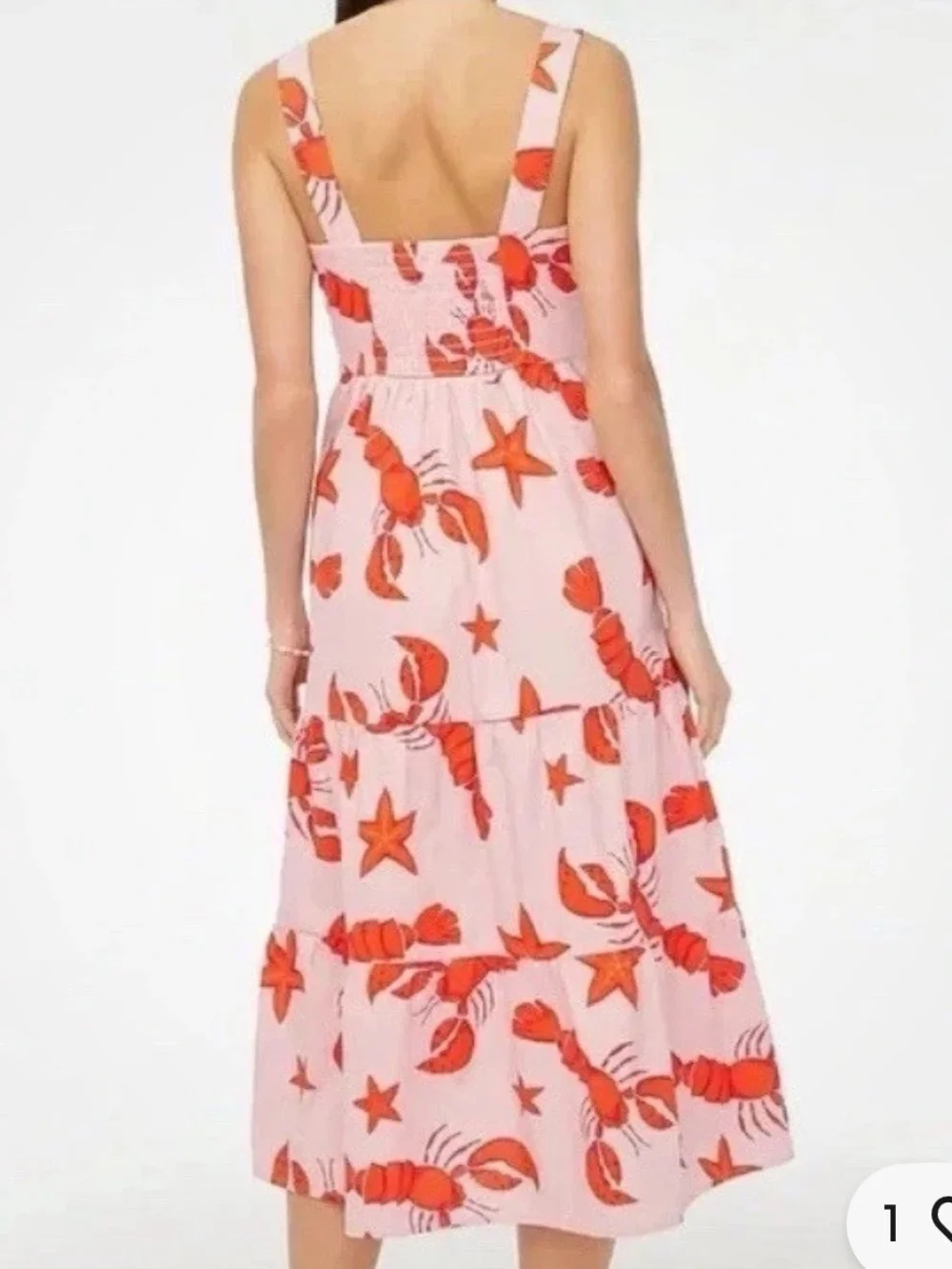 J. Crew Pink Midi Dress with Red Lobster Print size 4